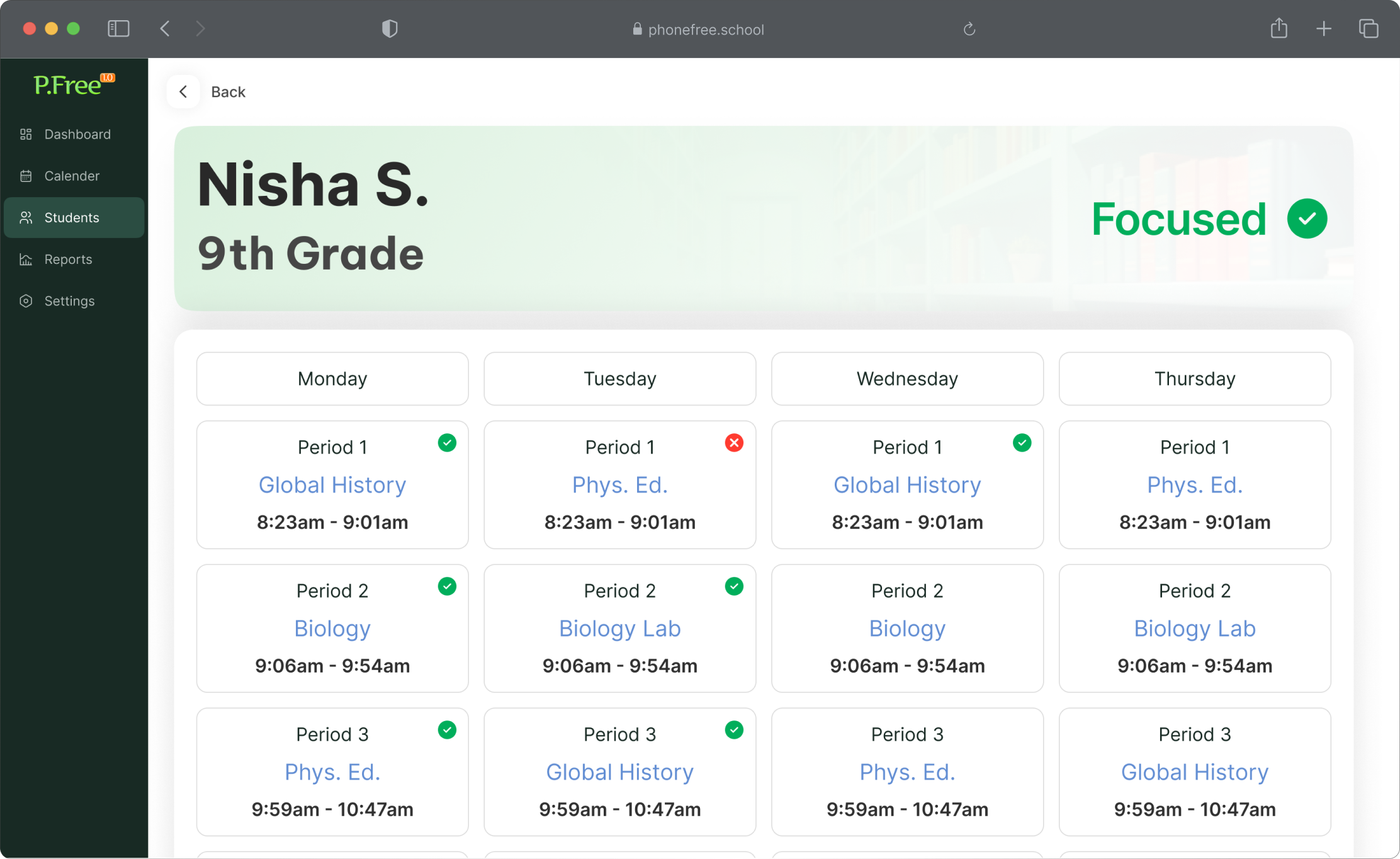 Set your school hours and sync with individual student schedules.